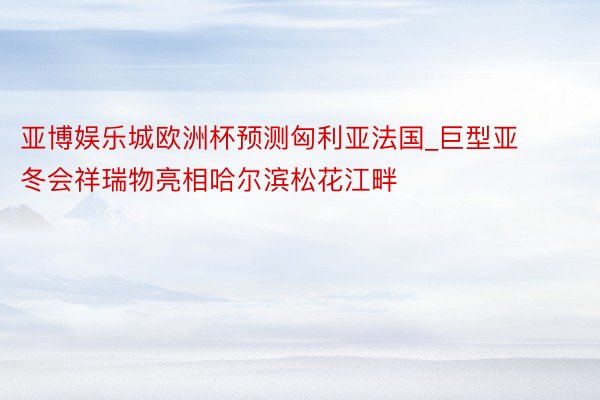 亚博娱乐城欧洲杯预测匈利亚法国_巨型亚冬会祥瑞物亮相哈尔滨松花江畔