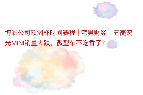 博彩公司欧洲杯时间赛程 | 宅男财经丨五菱宏光MINI销量大跌，微型车不吃香了？