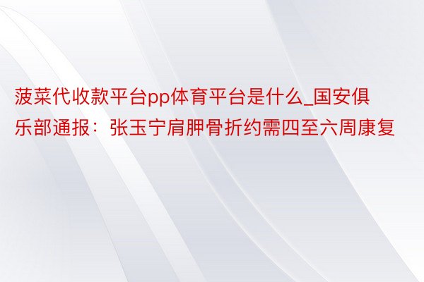 菠菜代收款平台pp体育平台是什么_国安俱乐部通报：张玉宁肩胛骨折约需四至六周康复