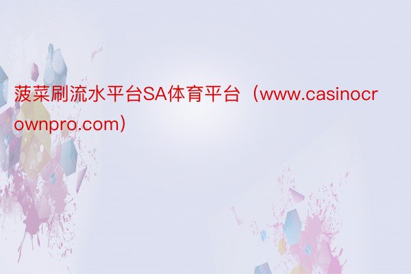 菠菜刷流水平台SA体育平台（www.casinocrownpro.com）