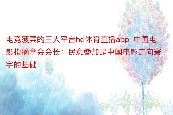 电竞菠菜的三大平台hd体育直播app_中国电影指摘学会会长：民意叠加是中国电影走向寰宇的基础